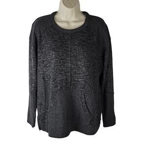 Knox Rose Long Sleeve Knit Top w Pocket, Black, Sz M, NWT